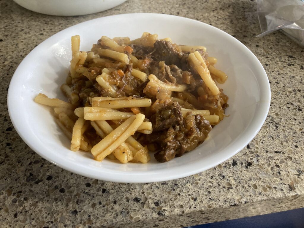 Casarecce with ragù alla Genovese