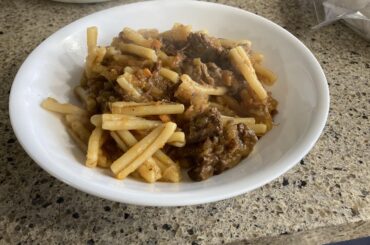 Casarecce with ragù alla Genovese