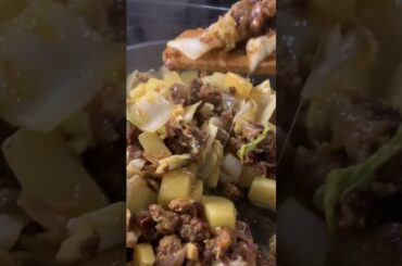 Easy Weeknight Recipe! Sausage, Potato, Cabbage & Cheese Dish! #shorts #cooking #recipe