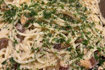 Pasta ”Carbonara” with alder smoked tofu