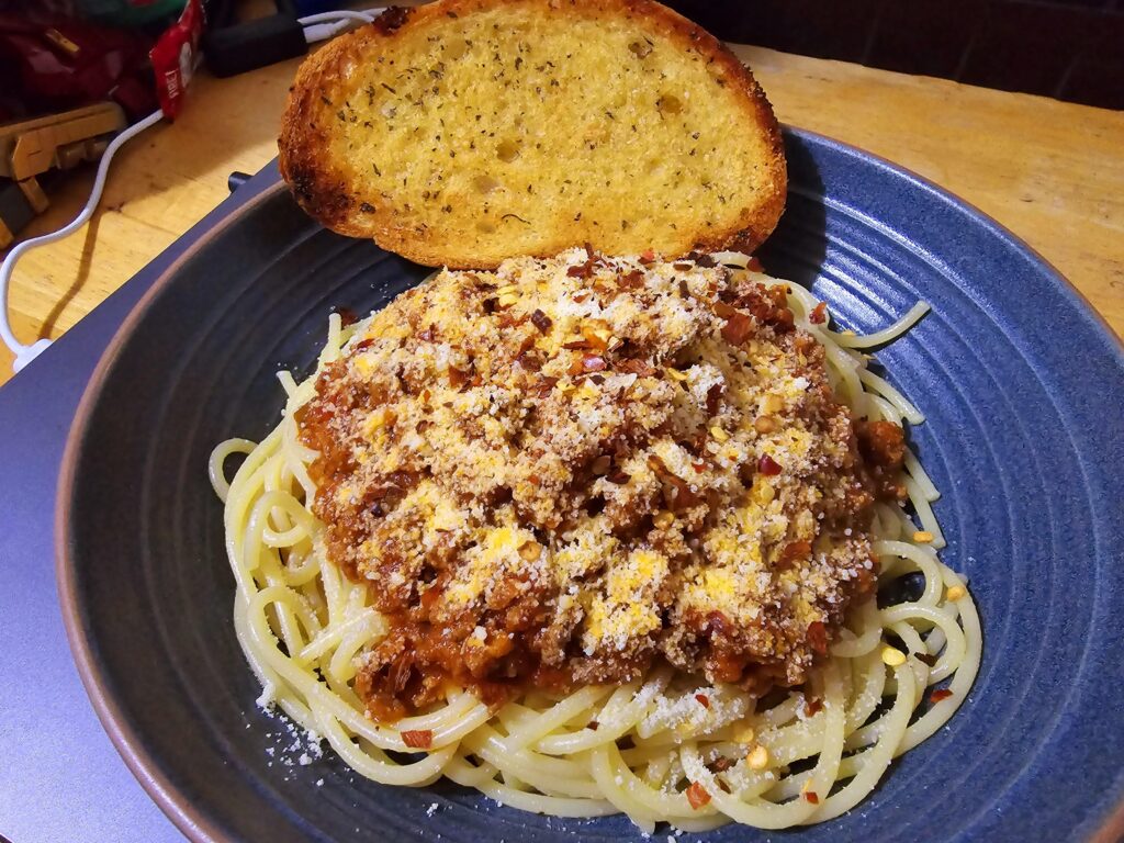 Old school diner style spaghetti and meat sauce