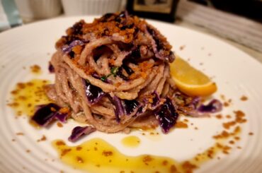 Bucatini with anchovy-walnut sauce