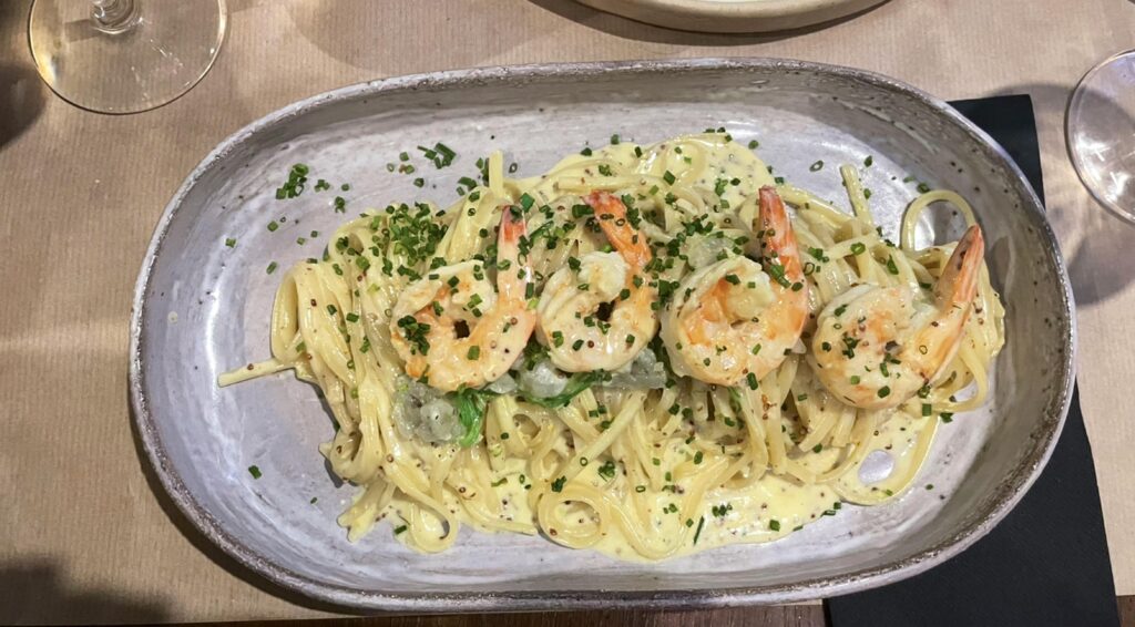 Shrimp scampi spaghetti