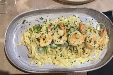 Shrimp scampi spaghetti