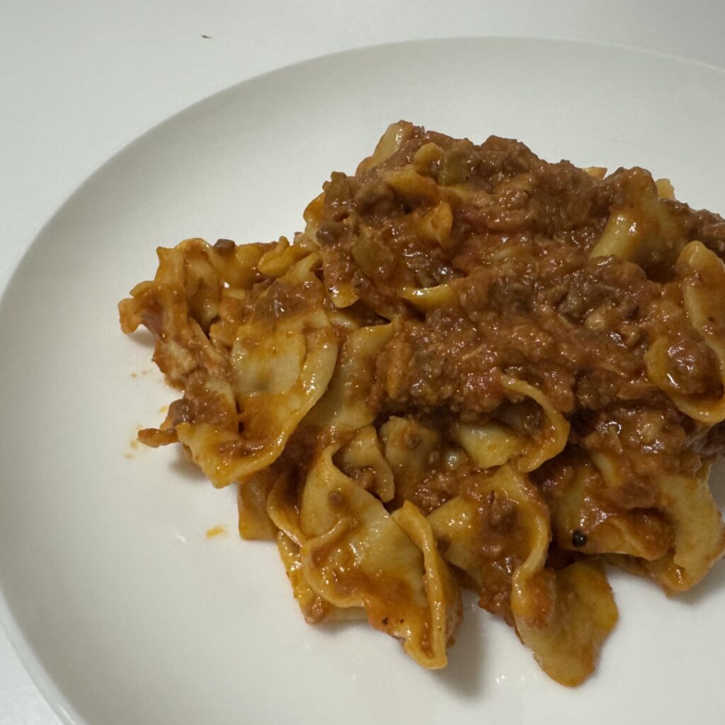 Homemade bolognese and homemade pappardelle