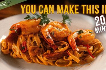 20 mins - Shrimp and Salami Pasta - Mediterranean Fusion