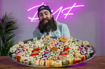 EATING A GIANT SUSHI PARTY PLATTER AT THE NEW STUDIO | BeardMeatsFood
