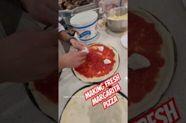 Fresh Italian Margarita pizza in the making #food