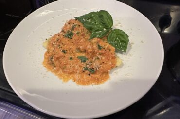Mushroom ravioli with vodka sauce