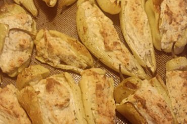 5 cheese Sicilian style stuffed hot peppers... Even have the secret ingredient of anchovies.. 🇮🇹💚