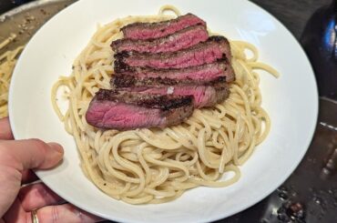 Cacio e Pepe and rump steak