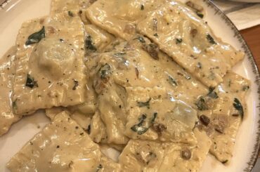 First time making pasta! Truffle and porcini ravioli