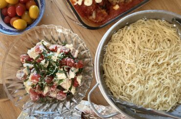Chicken Parmesan with homemade spaghetti