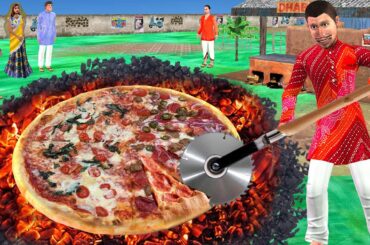 Giant Pizza Cooking On Coal Desi Style Pizza Street Food Hindi Kahani Moral Stories New Comedy Video