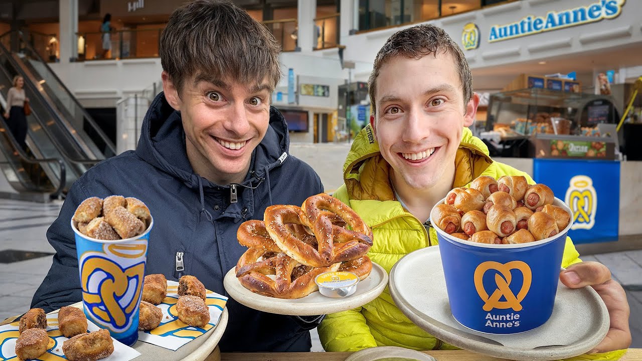 Brits try Auntie Anne’s Pretzels in a Mall Brits try Auntie Anne’s Pretzels in a Mall