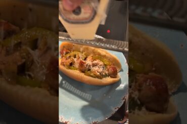 Easy Sausage & Peppers, on a hero! No sauce recipe. #delish  #italianamerican #shorts