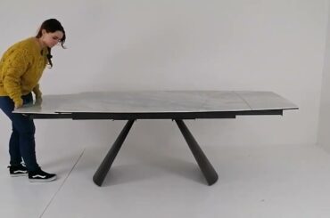 Extendable Living Room Table with Barrel-Shaped Top in Ceramic Made in Italy - Glasses