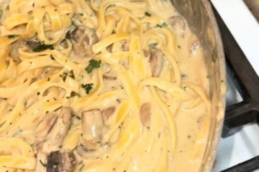 Steak and mushroom fettuccine