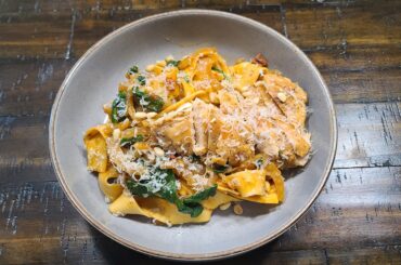 Fennel Spinach Pappardelle with Chicken and Sundried Tomatoes