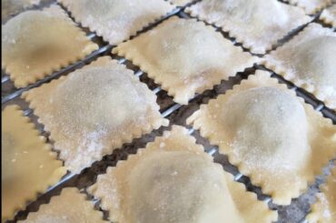 Mushroom ravioli with truffle.