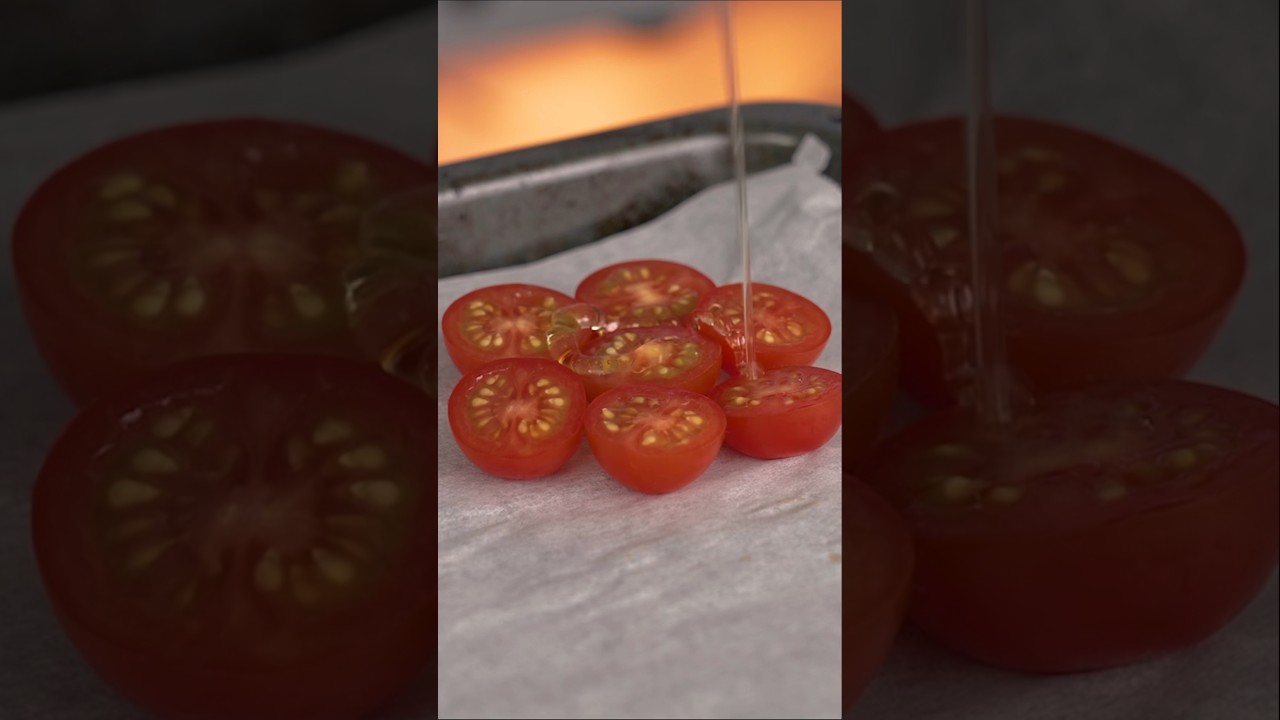 Drizzle honey over cherry tomatoes Drizzle honey over cherry tomatoes