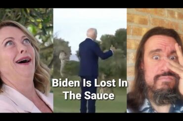 Italy's Prime Minister Giorgia Meloni Babysitting Biden At G7 Summit (He Wanders Off As Usual)