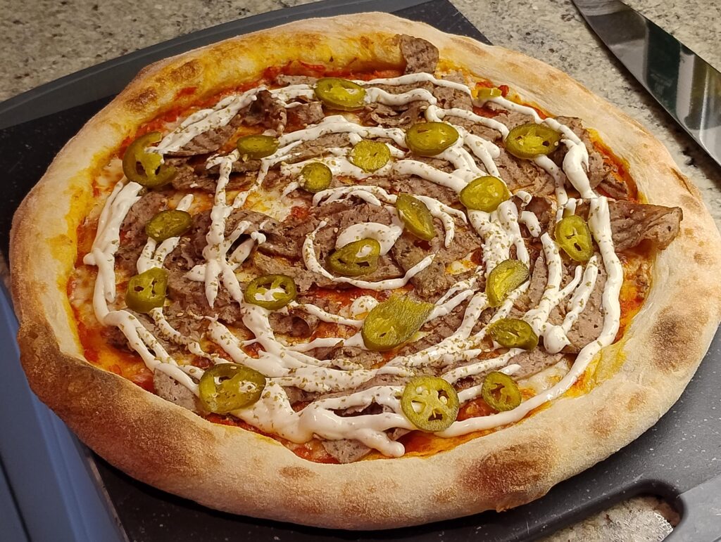Swedish style Doner kebab pizza
