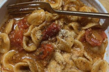 Red Sauce Shell Pasta topped with Parmesan!