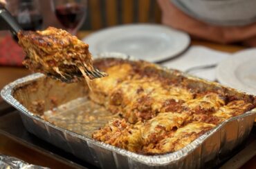 Results: my homemade lasagna. Give me a minute to type the recipe out for a comment, I’m buzzed. I posted a Timelapse making a pasta ball earlier.