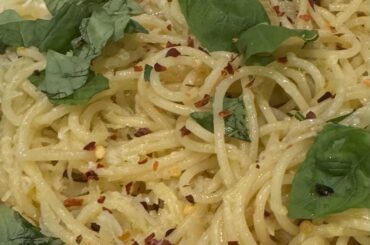 Aglio e olio with parmesan and basil