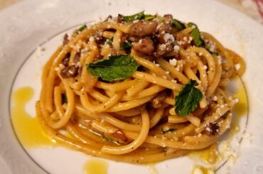 Lamb and mint bucatini