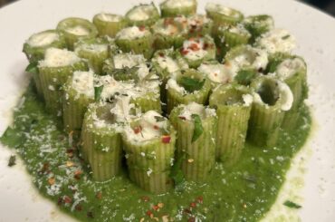 Roasted leaked tarragon, basil pesto and whipped ricotta, Parmesan cream, some lemon zest and hot pepper to finish