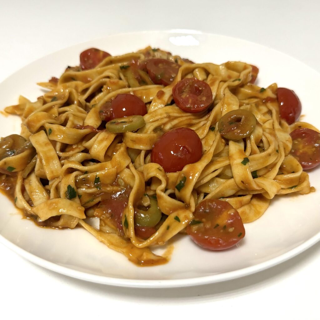 Puttanesca with fresh pasta