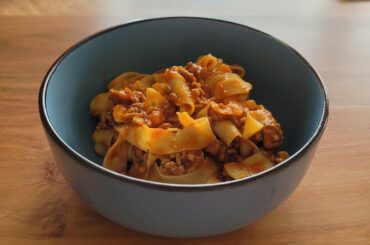 Made tagliatelle from scratch with ragù alla bolognese