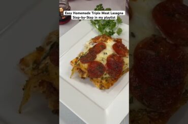 Three-Meat Pepperoni, Ground Beef, and Italian Sausage Lasagna #shorts   #fyp