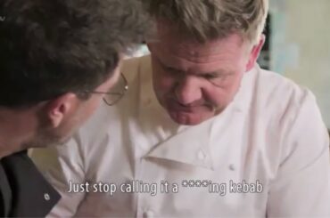 Greek Chef to Gino: “Aye pizza boy, its souvlaki.” Gordon Ramsay to Gino: “Stop calling it a kebab“