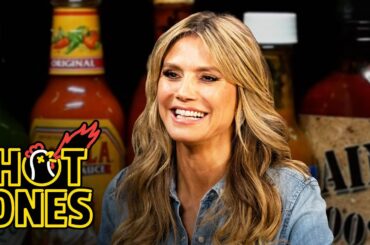 Heidi Klum Strikes a Pose While Eating Spicy Wings | Hot Ones