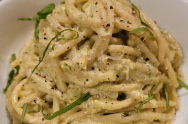 I Cooked Bucatini Pasta with Pistachio Pesto and Burrata