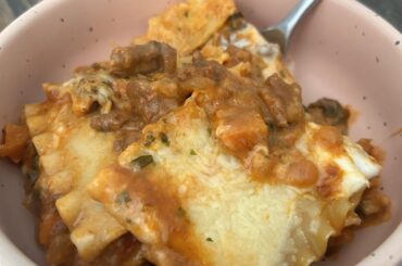 Homemade lasagna with béchamel sauce