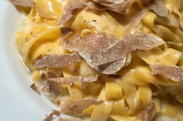 Truffles on fettuccine Alfredo is delicious