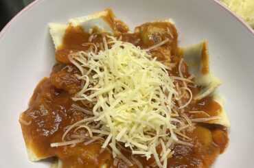 Homemade spinach ravioli