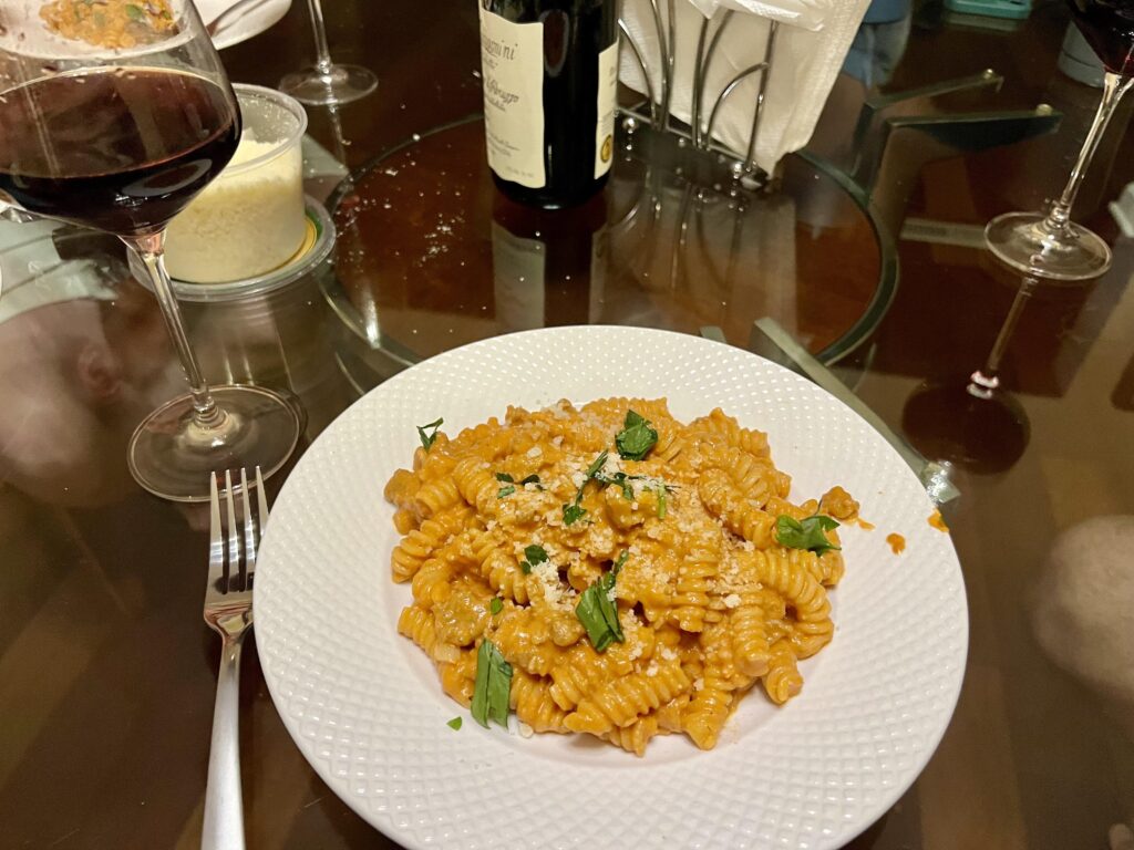 I made vodka sauce with sausage and put it over pasta