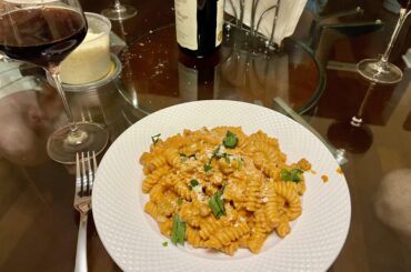 I made vodka sauce with sausage and put it over pasta