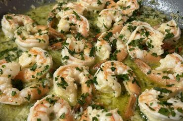 Lemon, garlic-butter shrimp. Don’t forget to dip some bread.