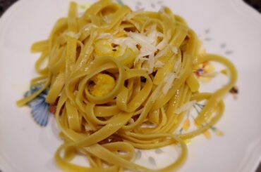Carbonara made with duck eggs