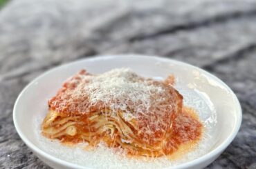 Simple San Marzano Lasagna with fresh mozzarella