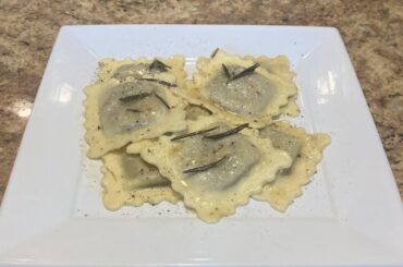 Mushroom Ravioli in a Butter Rosemary sauce.