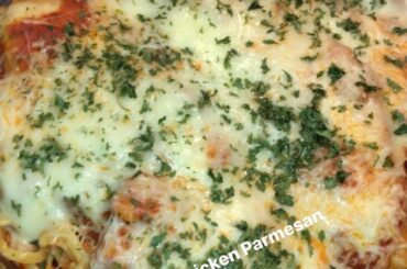 Who doesn’t need a giant pan of chicken parmesan in their lives? On a bed of linguine.