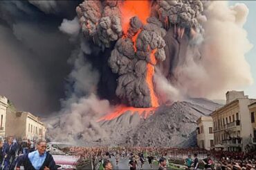 A few minutes ago in Sicily, Italy! Mount Etna erupted violently, people were shocked