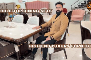 Marble Top Dining Sets | High End Luxury Furniture | Onyx Marble Table | Italian Marble Tops | SHIRF